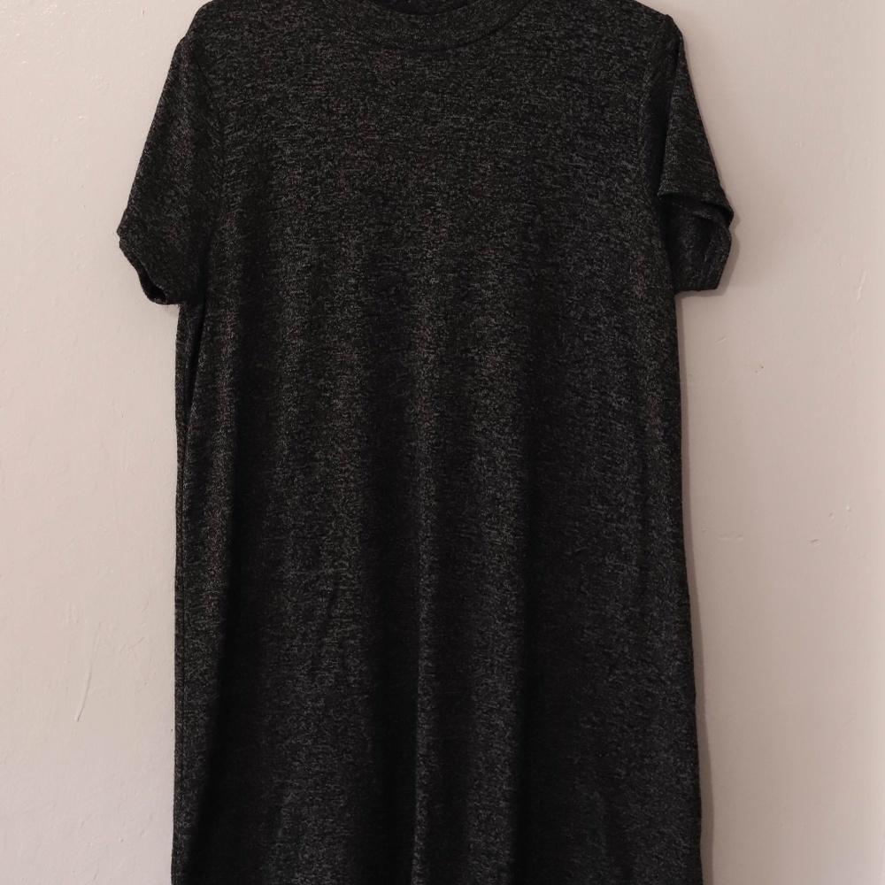 Cotton On Black & Gray Marled Sweater Mini-Dress large